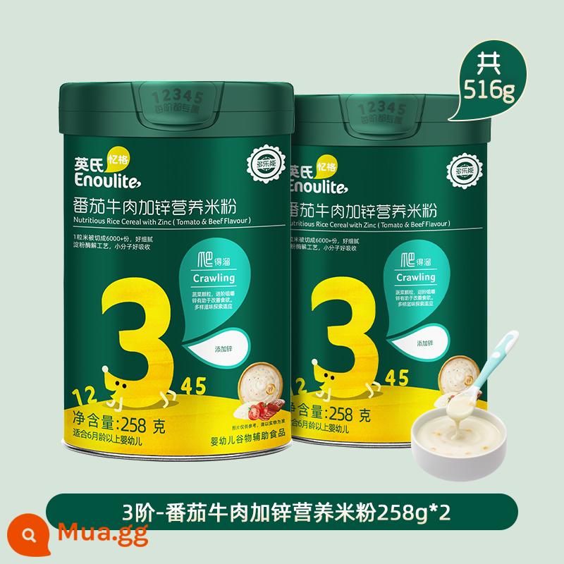 Mì gạo Anh 1 hộp mì gạo trẻ em nguyên bản di động sắt tốc độ cao thức ăn không chủ yếu cho trẻ sơ sinh Bột gạo không thêm muối - Mì gạo dinh dưỡng bò kẽm cấp độ 3 258g*2