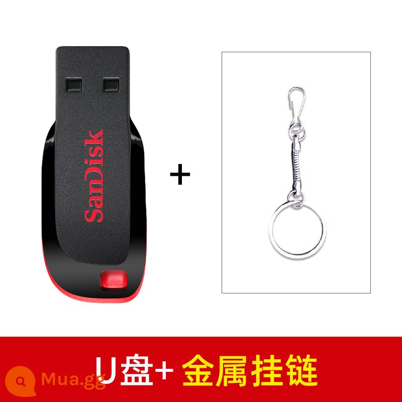 Ổ đĩa flash SanDisk 32g USB mini tốc độ cao 32g ổ đĩa flash mã hóa ô tô siêu mỏng 32g cool blade đĩa nhớ flash cz50 - Ổ flash USB 32G đi kèm với mặt dây chuyền kim loại