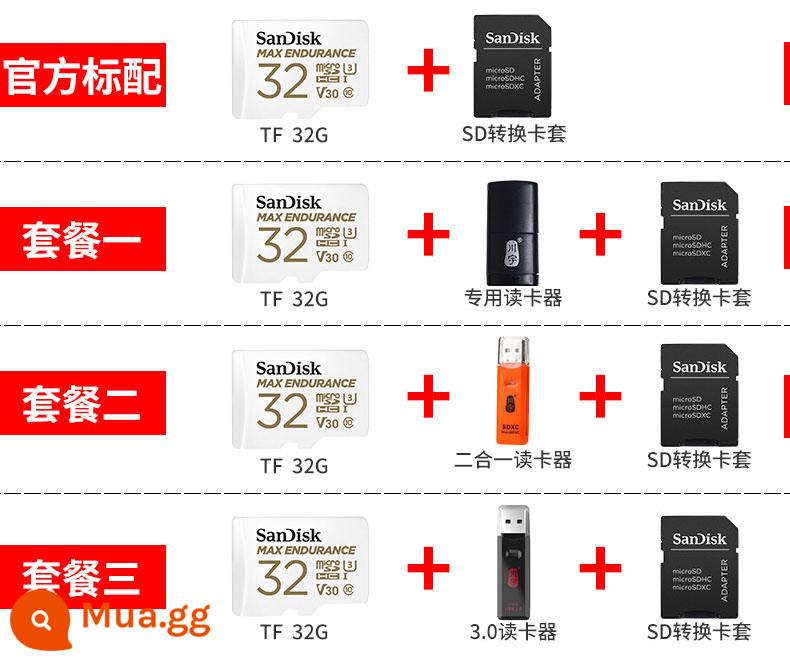 Thẻ nhớ SanDisk32g giám sát máy ghi âm lái xe điện thoại di động thẻ nhớ đặc biệt thẻ giám sát thẻ tf tốc độ cao - Trắng