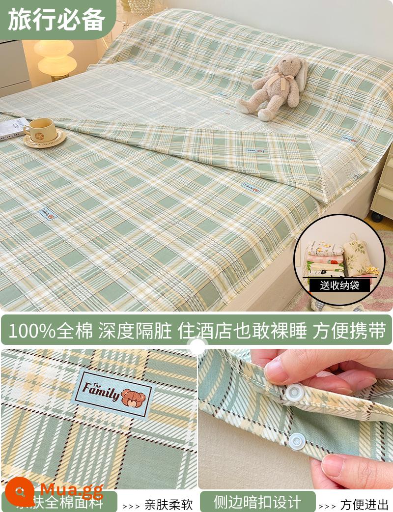 Cotton bẩn túi ngủ khách sạn xách tay du lịch tàu ngủ hiện vật ga trải giường cotton vỏ chăn chuyến đi công tác khách sạn - Microgrid (túi ngủ) - đi kèm túi đựng tương tự