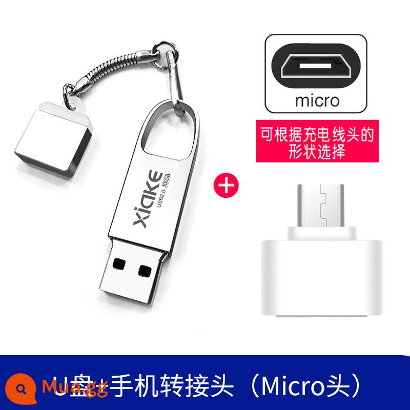 Ổ đĩa flash chính hãng tốc độ cao Charcot 32g điện thoại di động máy tính chữ sử dụng kép tùy chỉnh cá tính sáng tạo cô gái dễ thương xe ô tô hệ thống di động ổ đĩa flash USB mini chính hãng typec dung lượng lớn nhỏ - Bạc 32G + miễn phí [đầu micro]