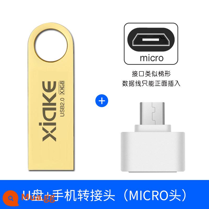 Ổ đĩa flash Charco 2g kim loại tùy chỉnh in logo chữ có thể được tùy chỉnh tự làm không thấm nước cá tính sáng tạo mini di động máy tính kinh doanh đám cưới quảng cáo triển lãm đấu thầu dung lượng nhỏ quà tặng ổ đĩa flash USB bán buôn - Vàng 2G [đầu vi mô]