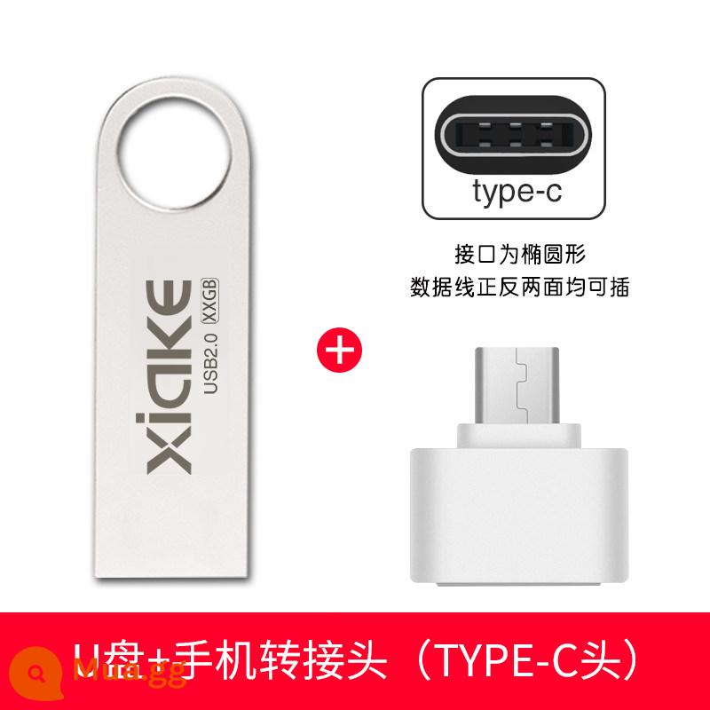 Đĩa Charco U nữ 4g tùy chỉnh in chữ logo có thể được tùy chỉnh kim loại tự làm không thấm nước cá tính sáng tạo máy tính tốc độ cao kinh doanh đám cưới quảng cáo triển lãm đấu thầu dung lượng nhỏ quà tặng bán buôn Ổ đĩa flash USB 2g1g - Bạc 4G [đầu type-c]