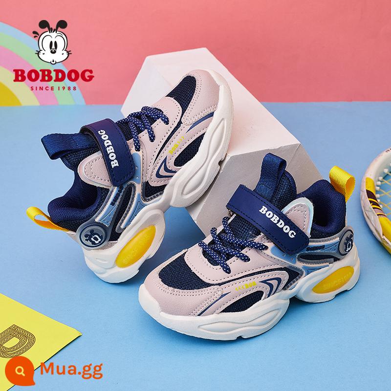 Bobbean Bé Trai Mùa Đông Giày Cotton 2022 Mới Plus Nhung Ấm Áp Dày Dặn Thời Trang Giày Thể Thao Trẻ Em Đế Mềm - Kaki/lưới xanh đậm