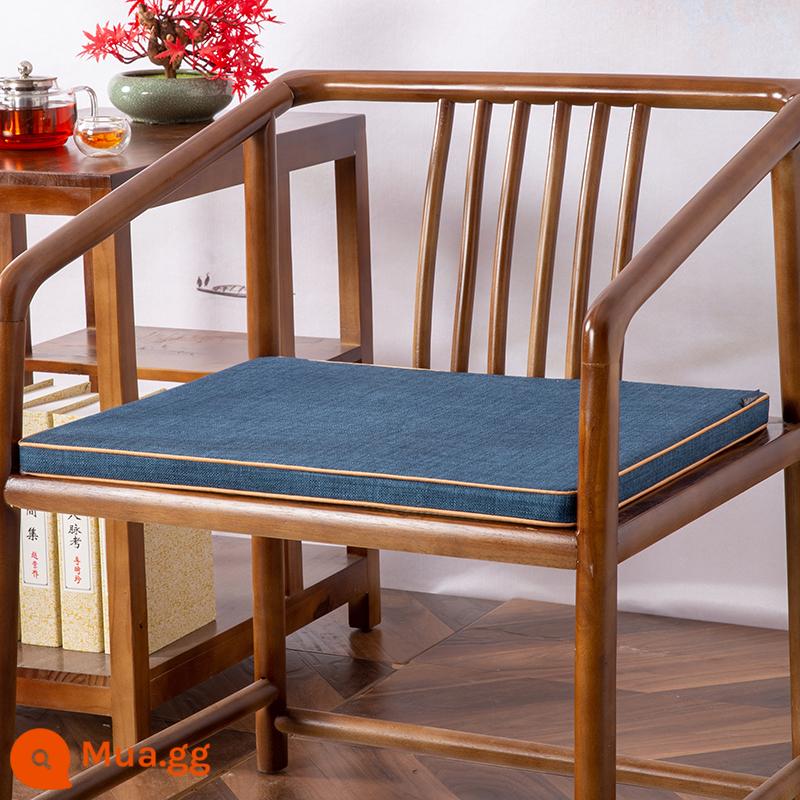 Ghế vòng tròn của Trung Quốc -Phong cách áo sơ mi Gahogany Tea Bàn Sofa Hat chính thức Ghế Tai Master Ghế Padding Solid Wood Fart Ghế Ghế đệm - Dệt trơn - xanh lam [mẫu chống nước nâng cấp] [cạnh ba chiều]