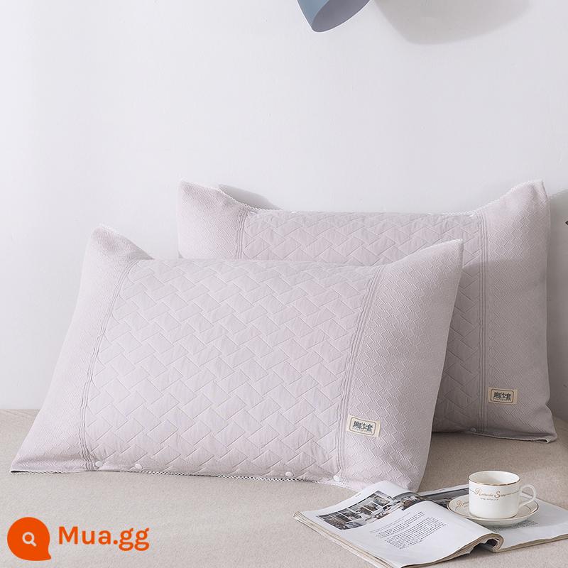 Khăn gối đôi cotton nguyên chất chống trơn trượt không rụng bông cao cấp theo phong cách Châu Âu hộ gia đình đơn giản Bắc Âu gạc gối khăn - Cặp Hitkhaki