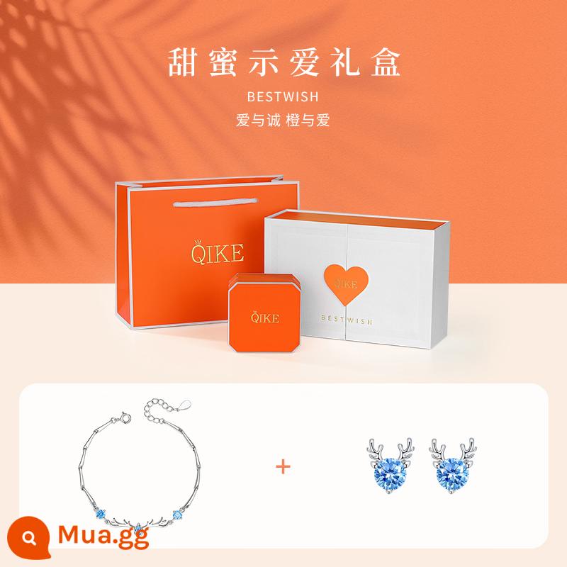 Vòng tay bạc nữ 999 nguyên chất 999 sang trọng thích hợp vòng tay bạc sterling quà tặng sinh nhật ngày quốc tế phụ nữ cho bạn gái - Yilu có em [vòng bạc nguyên chất 999 + châm cứu tai] + [Hộp quà tình yêu ngọt ngào]