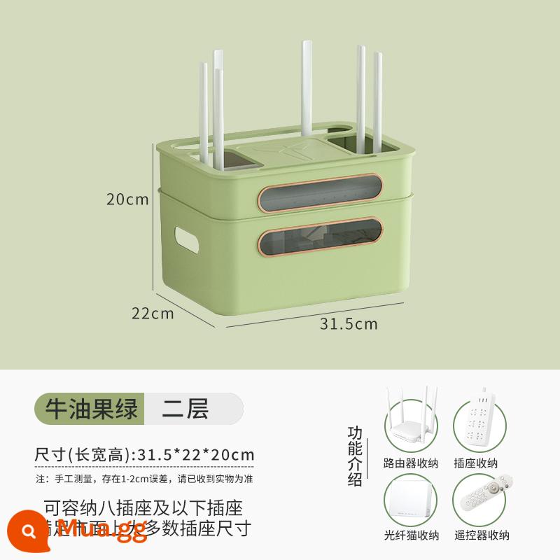 Dây nối dài router không dây hộp lưu trữ ánh sáng sang trọng nhiều lớp đục lỗ wifi ánh sáng mèo giá đa phương tiện hoàn thiện hộp - Bơ xanh [2 lớp]