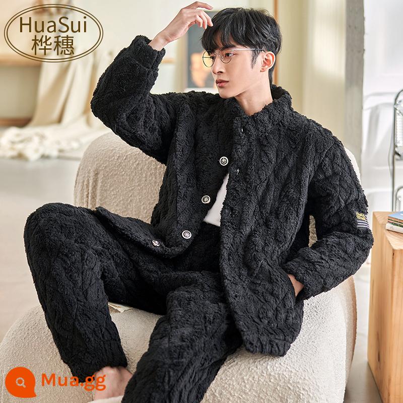 Pyjamas Men's Winter Coral Velvet Velvet Song pluffy ba -layer Cotton Set - Mẫu cánh tay A8801-22J nam