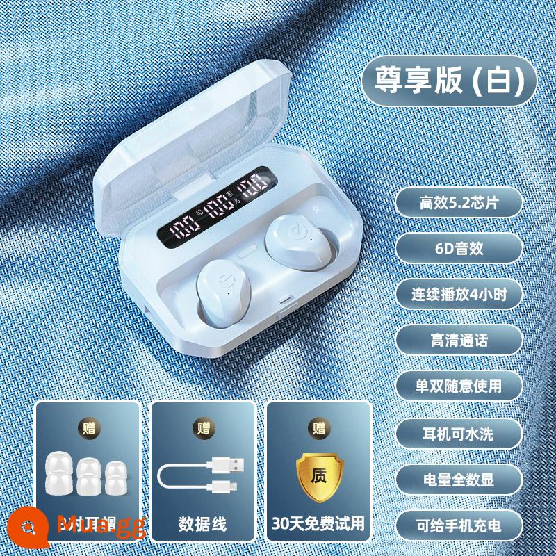 Tai nghe bluetooth không dây 2022 mẫu mới chất lượng âm thanh siêu tốt pin dài hàng chính hãng phù hợp Huawei Apple - Màu trắng ngà [Phiên bản độc quyền★Hiệu ứng âm thanh 6D★Đường truyền ổn định cao★Màn hình kỹ thuật số ba màn hình]