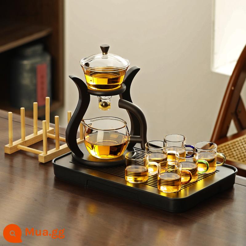 Thủy tinh bán đồ uống bán trà nhóm kết hợp những người lười biếng với ấm trà Bubbot Tea Tea Cup - Bộ trà tự động 6 tuổi + cốc sáu màu tinh tế + khay trà bóng thưa [Ưu đãi đặc biệt - tặng cốc đựng cốc]