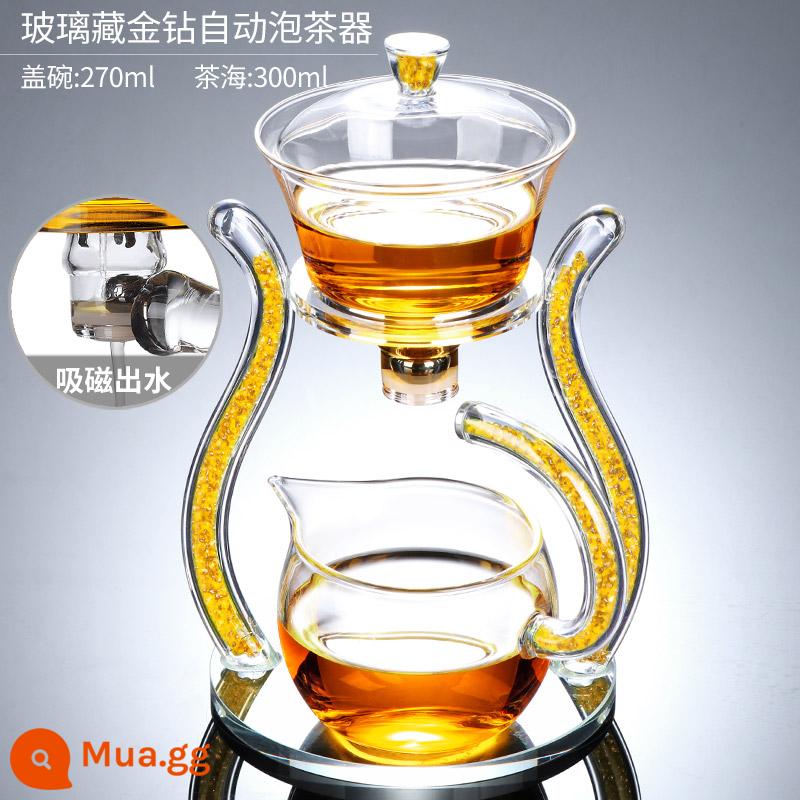 Thủy tinh bán đồ uống bán trà nhóm kết hợp những người lười biếng với ấm trà Bubbot Tea Tea Cup - 18 [Phong cách cá nhân hóa vàng Tây Tạng] Máy pha trà tự động bằng thủy tinh vàng kim cương