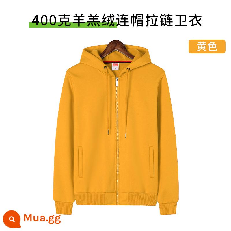 Hoodie tùy chỉnh in logo dày đồng phục bóng chày làm việc quần áo bông tự làm nhóm xây dựng đảng lớp quần áo áo khoác - Kiểu 3 màu vàng