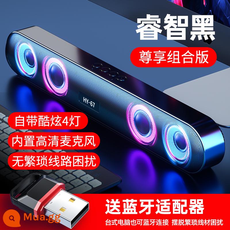 Loa bluetooth không dây âm thanh máy tính máy tính để bàn mới tích hợp loa siêu trầm âm lượng lớn chất lượng âm thanh cao giao diện usb với dải micrô đa phương tiện Loa phát sáng RGB trò chơi thể thao điện tử sinh viên - ❤ Phiên bản kết hợp nâng cấp màu đen thông minh + Bộ chuyển đổi Bluetooth màu đen ❤