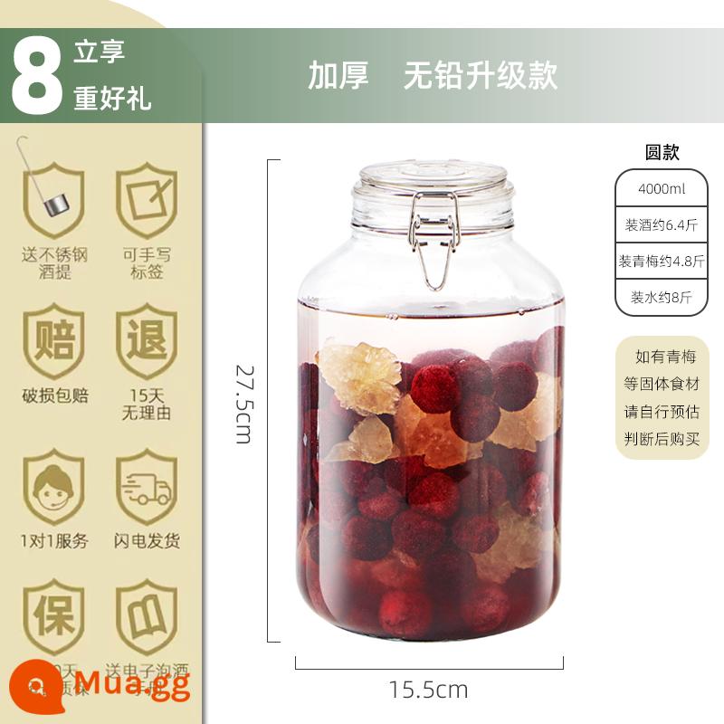 Thủy tinh bể kín bong bóng chai rượu màu xanh mận trái cây chai rượu bể rượu bayberry thùng rượu rỗng chai bàn thờ rượu thùng lưu trữ tự chế - Một miếng tròn 8 catties [giao rượu miễn phí]