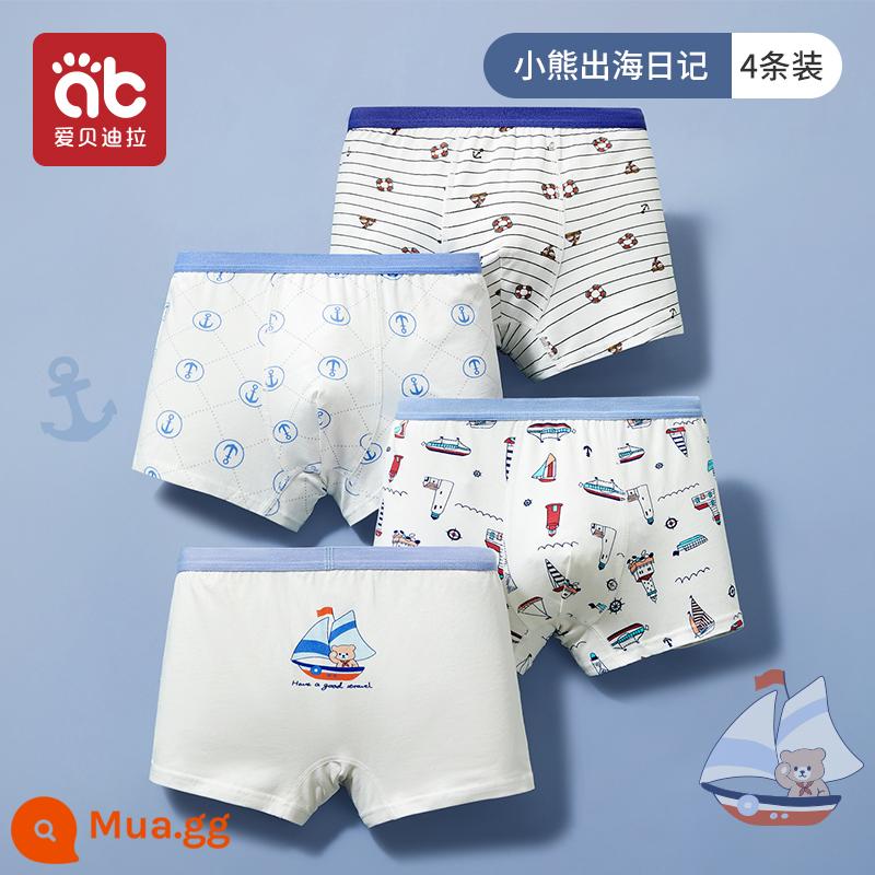 Quần lót bé trai, quần đùi trẻ em cotton nguyên chất, 100% cotton, quần đùi bé trai big size an toàn không pp - Gấu Nhỏ Đi Biển-4.