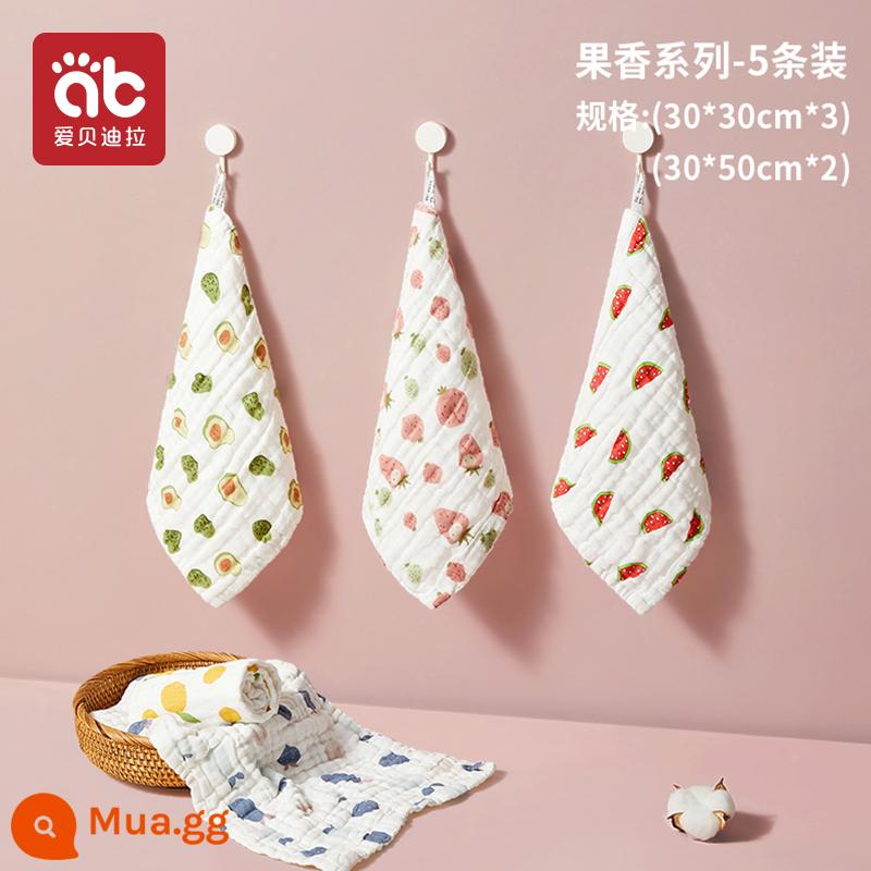 Khăn lau nước bọt cho bé sơ sinh cotton nguyên chất siêu mềm khăn vuông nhỏ cho bé khăn mặt đặc biệt sản phẩm dành cho trẻ em khăn gạc - Series trái cây 5 miếng❤[30*30cm*3 miếng+30*50*2 miếng]