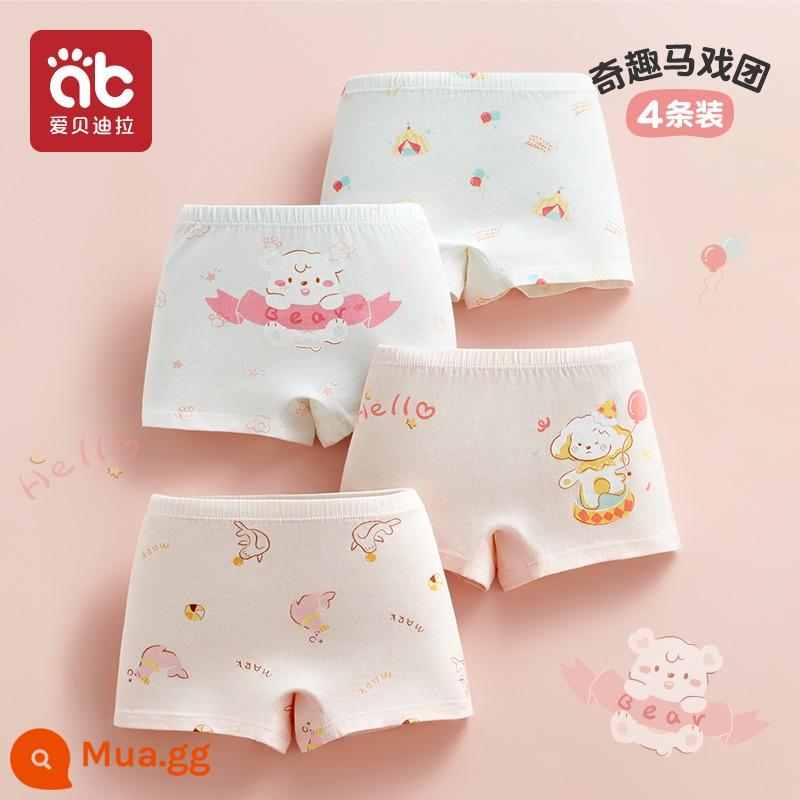 Quần lót trẻ em bé gái cotton boxer bé gái quần đùi cotton bốn góc mùa hè bé gái lớn bé không kẹp xì hơi - Gói xiếc vui nhộn-4