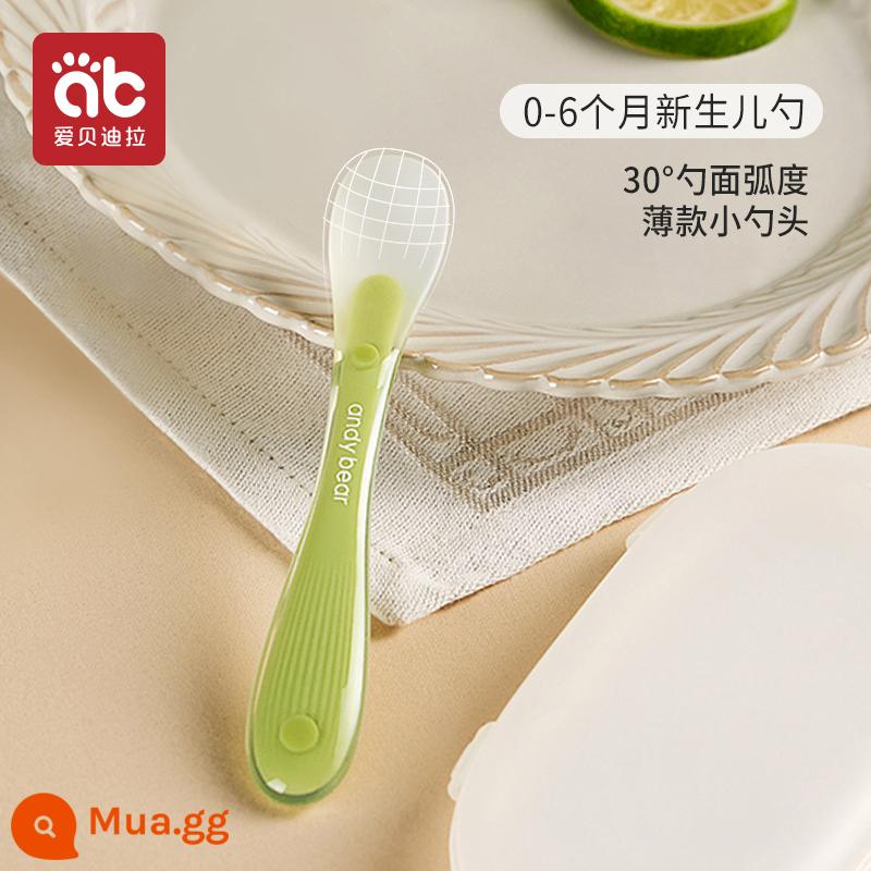 Muỗng silicone cho bé sơ sinh cho bé ăn nước thìa nhỏ bộ đồ ăn trẻ em ăn thức ăn không chủ yếu bát đầu mềm thìa silicone mềm - Muỗng sơ sinh 30° [0-6 tháng] (có hộp bảo quản)