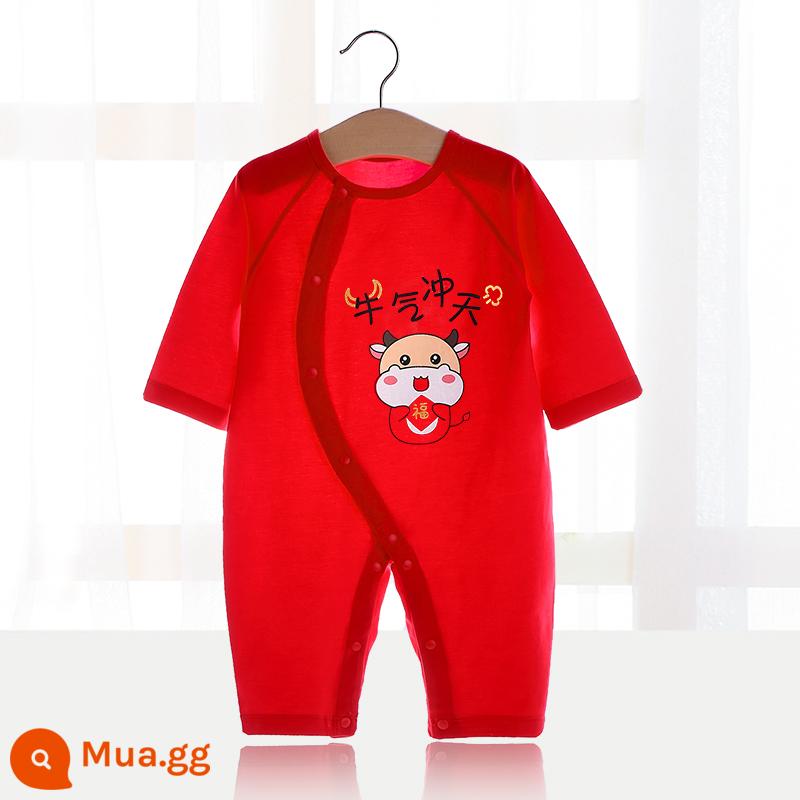 Áo liền quần cotton nguyên chất cho bé Quần áo năm mới quần áo trăng tròn sơ sinh áo liền quần lễ hội năm mới áo liền quần mùa xuân, thu đông - (Phong cách mỏng mùa hè) Mát quá