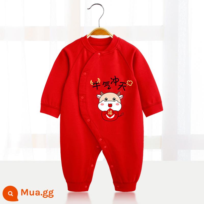 Áo liền quần cotton nguyên chất cho bé Quần áo năm mới quần áo trăng tròn sơ sinh áo liền quần lễ hội năm mới áo liền quần mùa xuân, thu đông - 〖Phong cách thông thường〗Tuyệt vời