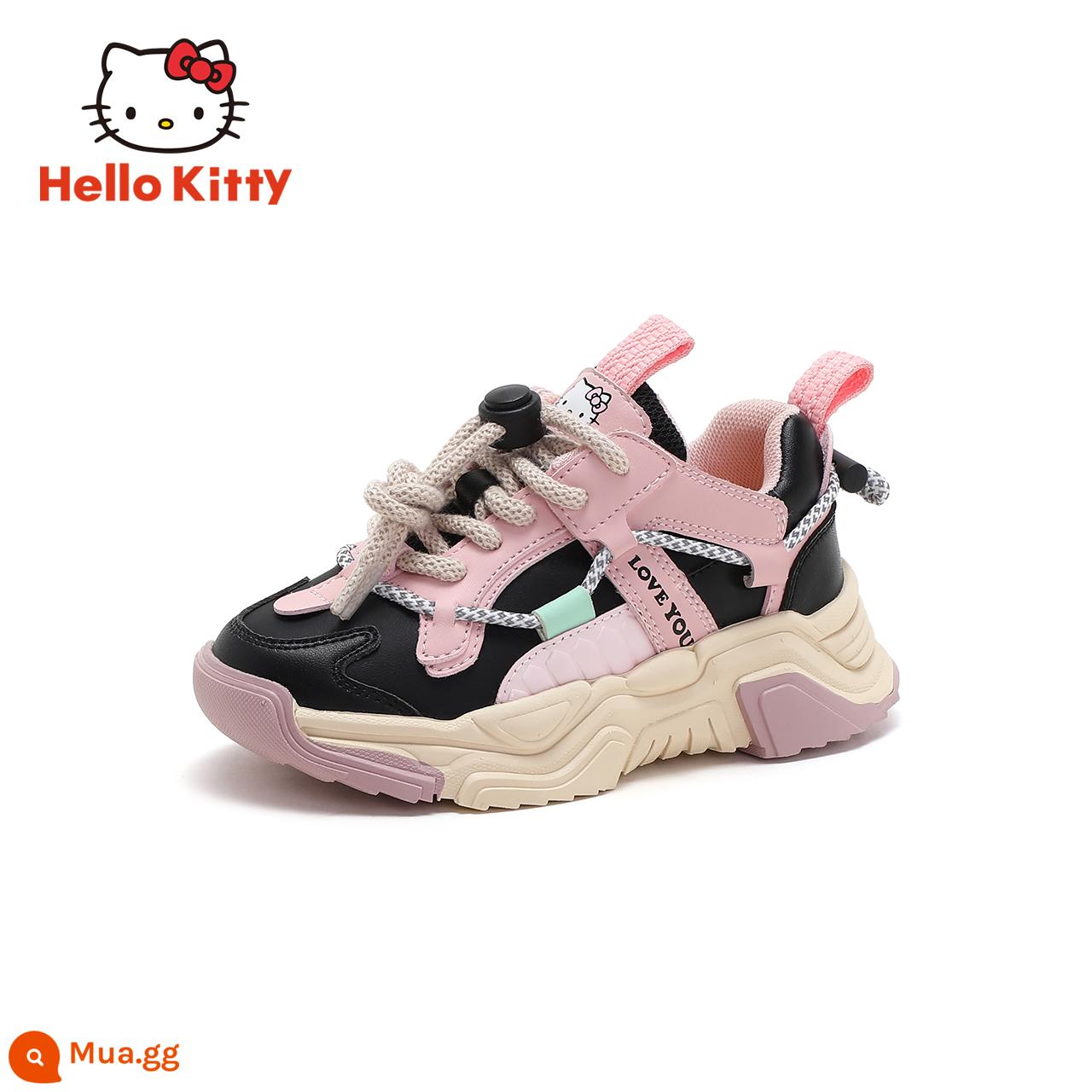 Giày trẻ em HelloKitty giày thể thao bé gái xuân thu 2022 giày chạy bộ trẻ em trung đại mới giày cũ trẻ em - hồng đen