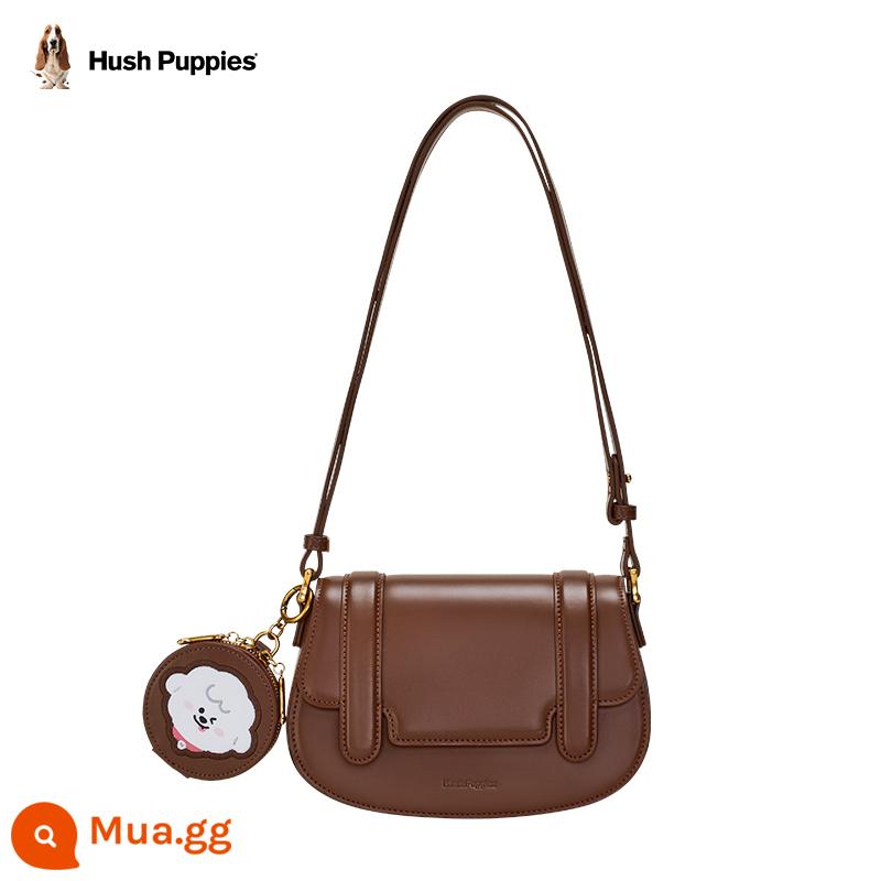 Gia đình Hush Puppies Naiva đồng thương hiệu dòng thiên thần giảm lo lắng túi messenger túi nữ mùa hè Túi Messenger túi sát nách - ca cao màu nâu