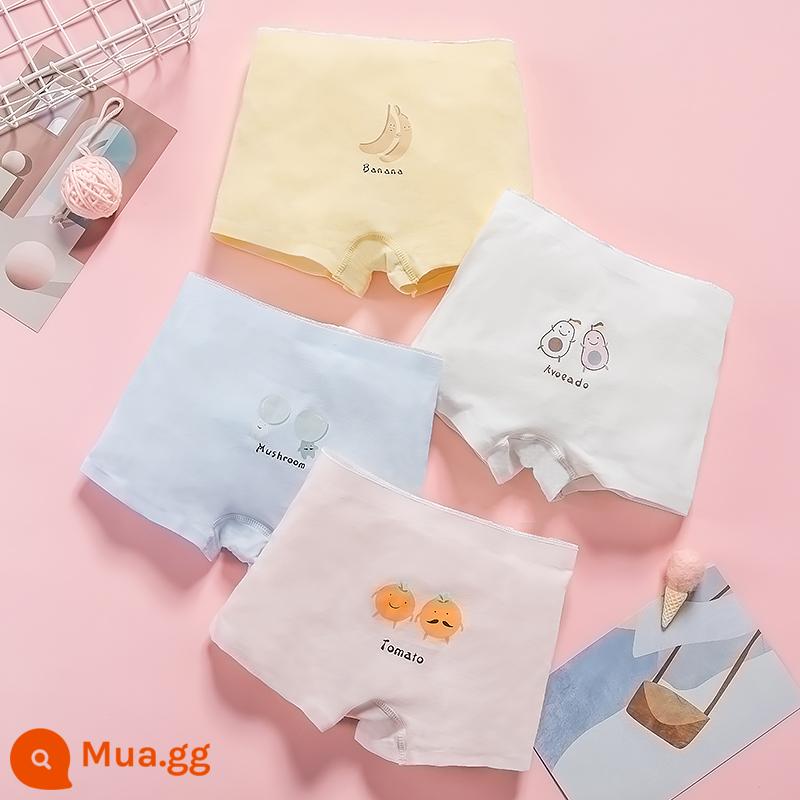 Quần lót bé gái boxer cotton nguyên chất không kẹp pp cotton tam giác bé trai bé gái quần short 100% 4 góc - Thiên đường trái cây (Gói Model-4 nâng cấp kháng khuẩn không dấu vết-2023)