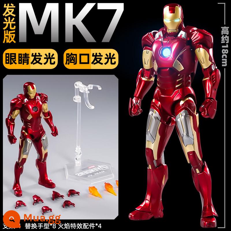 Zhongdong mk50 Iron Man đồ chơi mô hình Marvel Avengers 3 con rối cậu bé mô hình trang trí 7 Mark 85 - Sản phẩm mới〖Phiên bản phát sáng〗Iron Man MK7 (ngọn lửa*4+loại cầm tay*8+đế+có thể sạc lại)