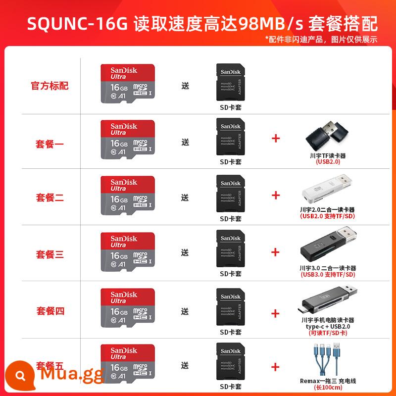 Thẻ SanDisktf Thẻ nhớ 16G tốc độ cao Micro sd xe tải giám sát ô tô lái xe đầu ghi thẻ nhớ điện thoại di động - màu đỏ