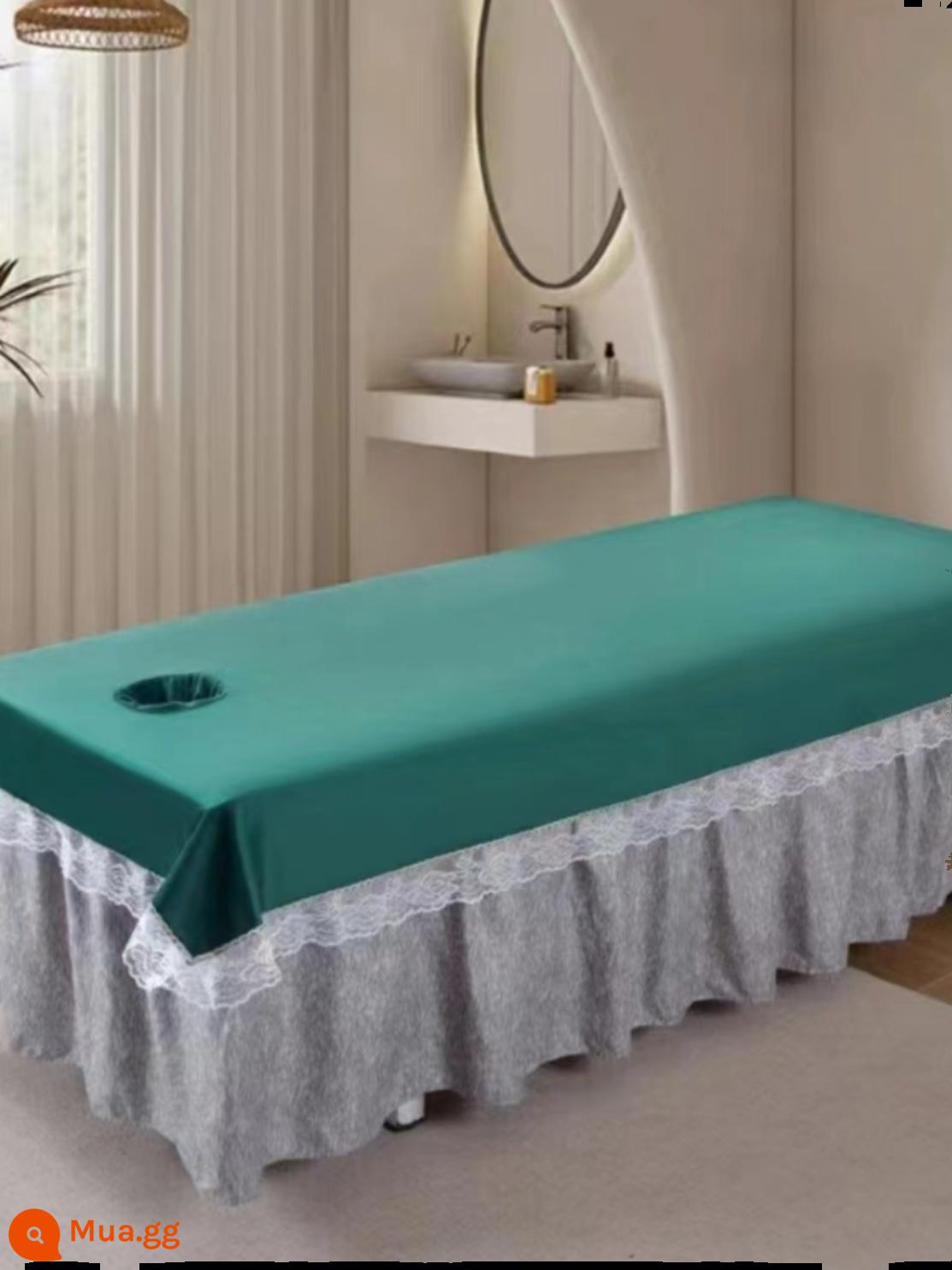 Thẩm mỹ viện đặc biệt dày ấm pha lê nhung massage giường massage khăn lớn có lỗ màu trơn - Màu xanh đậm có ren màu trơn