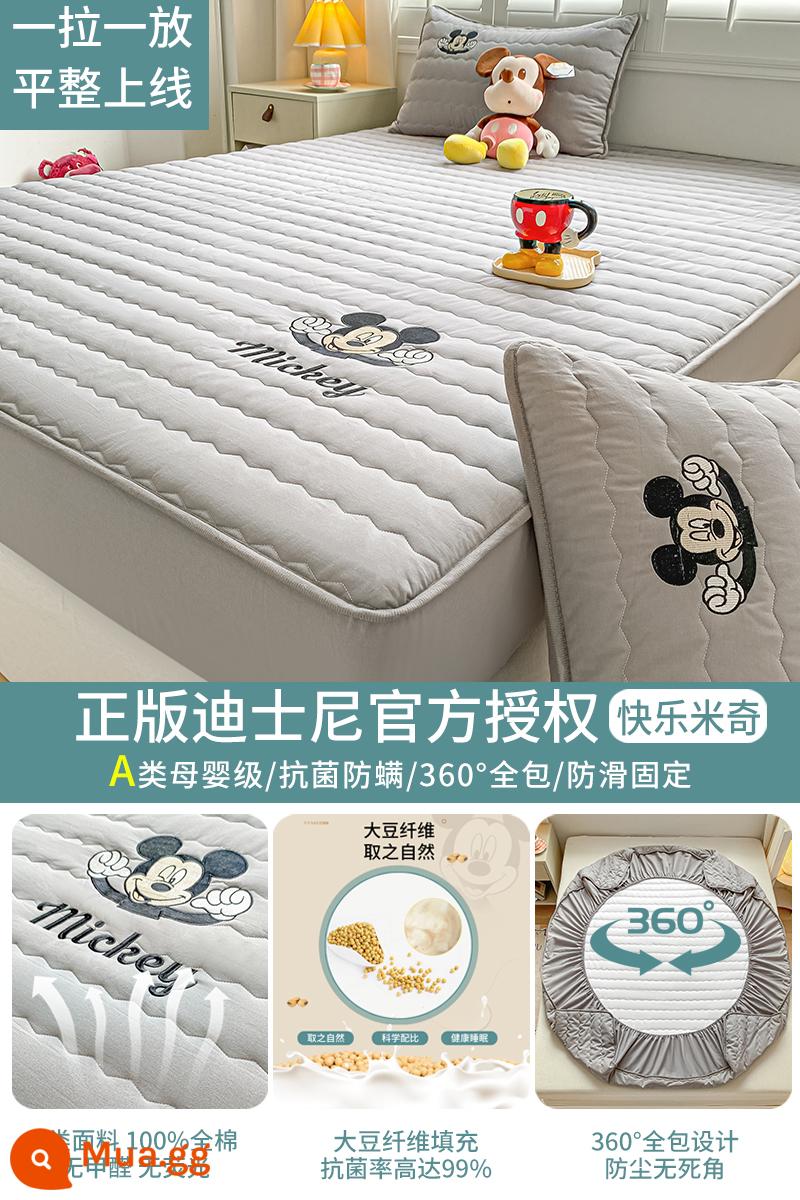 Túi ngủ Disney chần bông một mảnh ga trải giường cotton túi đựng giường ngủ trẻ em bao gồm vỏ bảo vệ bao gồm tất cả - Disney-Happy Mickey [Tấm phủ đậu nành 100% cotton, được Disney ủy quyền chính hãng]