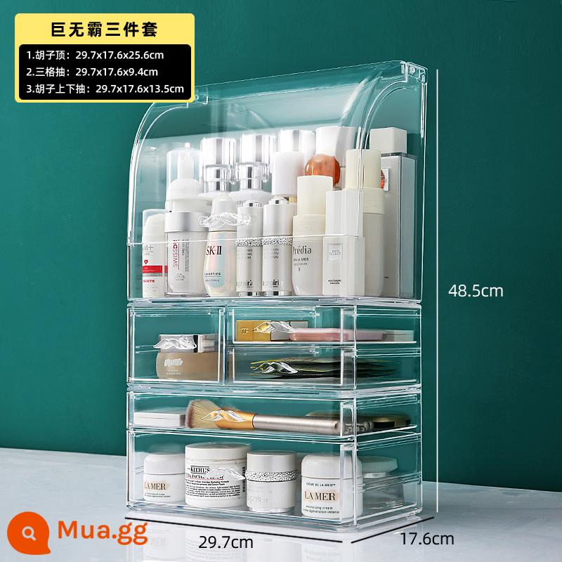 Máy Tính Để Bàn Hộp Bảo Quản Mỹ Phẩm Chống Bụi Acrylic Son Môi Công Suất Lớn Sản Phẩm Chăm Sóc Da Bàn Trang Điểm Ngăn Kéo Kệ - [Bộ ba món Big Mac] Ngăn trên lớn + ba ngăn + ngăn trên và ngăn dưới