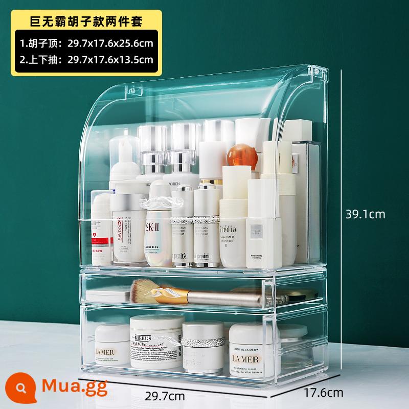 Máy Tính Để Bàn Hộp Bảo Quản Mỹ Phẩm Chống Bụi Acrylic Son Môi Công Suất Lớn Sản Phẩm Chăm Sóc Da Bàn Trang Điểm Ngăn Kéo Kệ - [Bộ hai mảnh kiểu Big Mac Beard] Áo chống bụi + Lớp ống xả trên và dưới