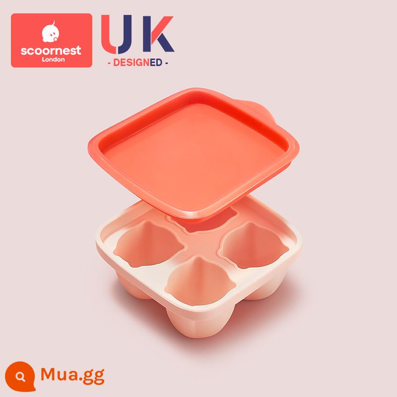 Kechao silicone cho bé hộp đựng thức ăn không dùng kẹp ngăn tủ đông làm lạnh bảo quản tươi xách tay cho bé thức ăn không dùng kẹp gói phụ gói đá viên - Bốn ngăn có nắp-bột Arno