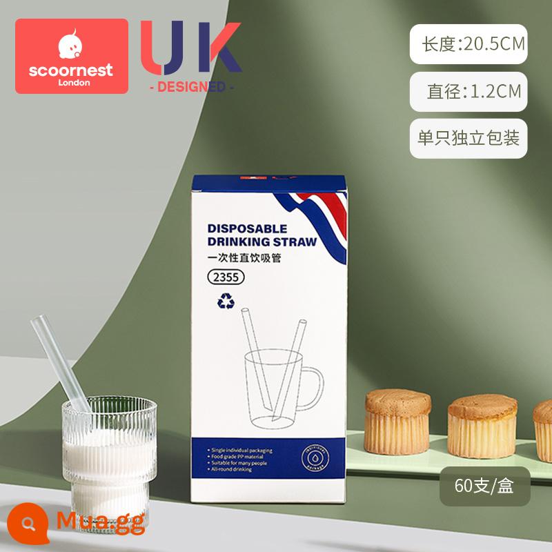 Ống hút dùng một lần Kechao gói đơn riêng biệt phụ nữ mang thai và trẻ em trà sữa em bé uống súp tốt ống hút dày và có thể uốn cong - Ống hút nhọn thẳng dày hộp [60 chiếc]