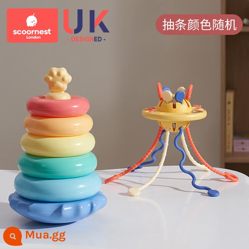 Kechao Baby Đồ Chơi Xếp Hình Hand Fine UFO Lalale 3 Xếp Hình Cho Bé 0-1 Tuổi Giáo Dục Sớm 6 Tháng - Sifria A2+ Cat Paw Jenga (màu kẹo)