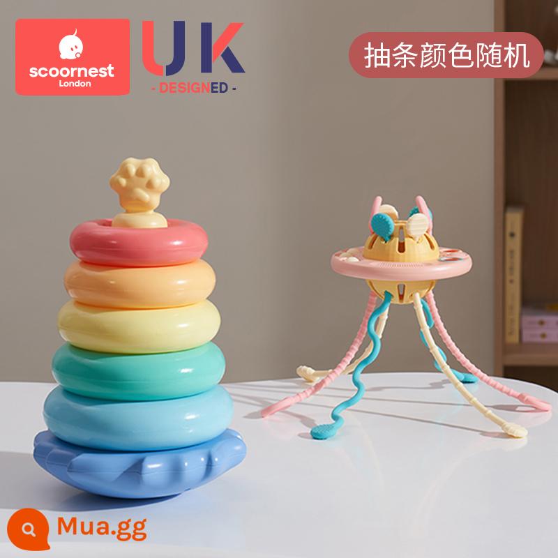 Kechao Baby Đồ Chơi Xếp Hình Hand Fine UFO Lalale 3 Xếp Hình Cho Bé 0-1 Tuổi Giáo Dục Sớm 6 Tháng - Garmiloc A1+ Cat Claw Jenga (màu kẹo)