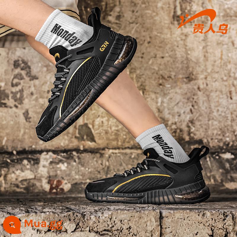 Chim Cao Quý Dừa Sneakers Bắp Rang Giày Nam Mùa Hè Lưới Thoáng Khí Chạy Bộ Chống Sốc Nam Giày Chạy Bộ Cũ - vàng đen