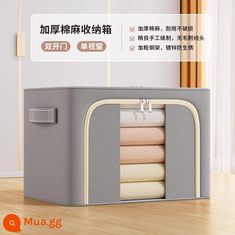 Chất liệu cotton dày và vải lanh hộp bảo quản quần áo vải hoàn thiện quần áo hộp gấp tủ quần áo lớn giỏ đựng túi hộ gia đình hiện vật - Galaxy Grey-Phong cách cửa sổ dọc-Vải cotton và vải lanh [Gia cố và làm dày]