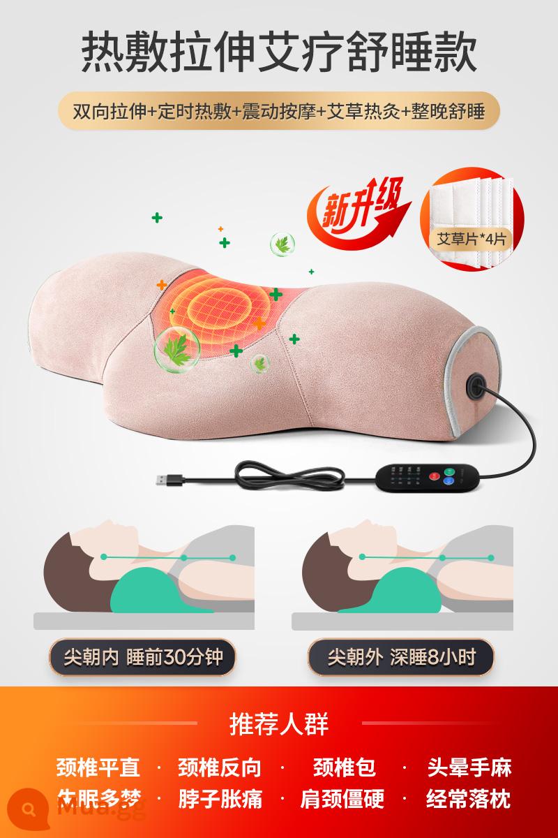 Gối cổ tử cung giúp ngủ ngon hộ gia đình ngải cứu sưởi ấm massage phục hồi cột sống chắc khỏe giấc ngủ gối cổ trụ đặc biệt - ✅Gối massage nén nóng D3s Traction [Sakura Powder]