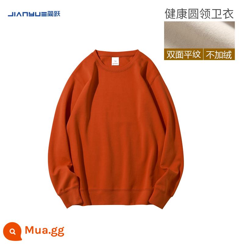 Dài tay cổ tròn dày cotton T tùy chỉnh in logo quần áo làm việc đồng phục lớp tùy chỉnh áo khoác có hình ảnh đội DIY in bên - Cam Bẩn – Cổ Tròn