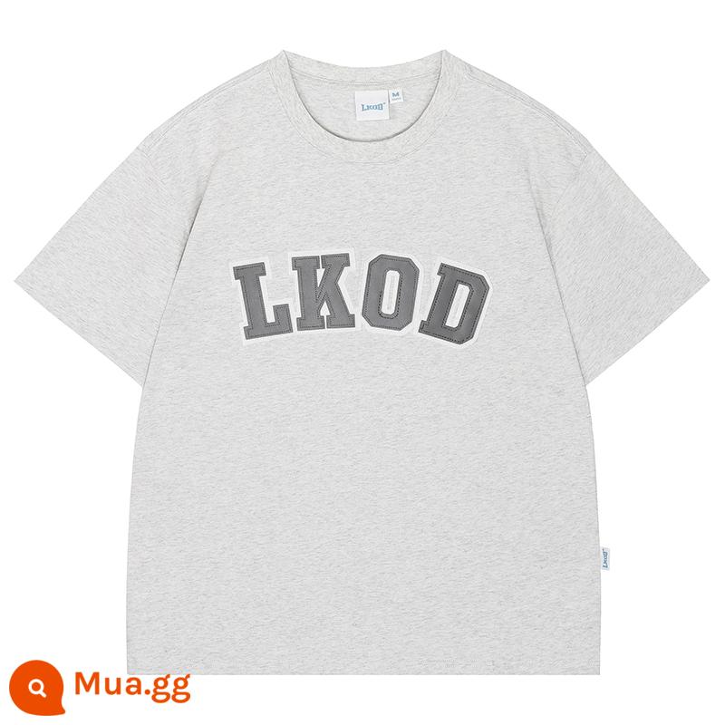 LK STORE LKOD 2023 Da Mới Nhãn Triều Thương Hiệu Cổ Tròn Quần Lót Cotton Nguyên Chất Tay Ngắn Áo Thun Mùa Hè - Màu xám (chữ màu xám)