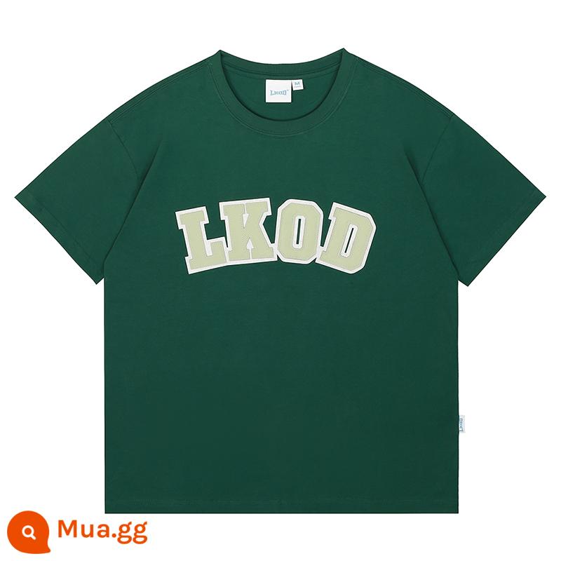 LK STORE LKOD 2023 Da Mới Nhãn Triều Thương Hiệu Cổ Tròn Quần Lót Cotton Nguyên Chất Tay Ngắn Áo Thun Mùa Hè - màu xanh lá