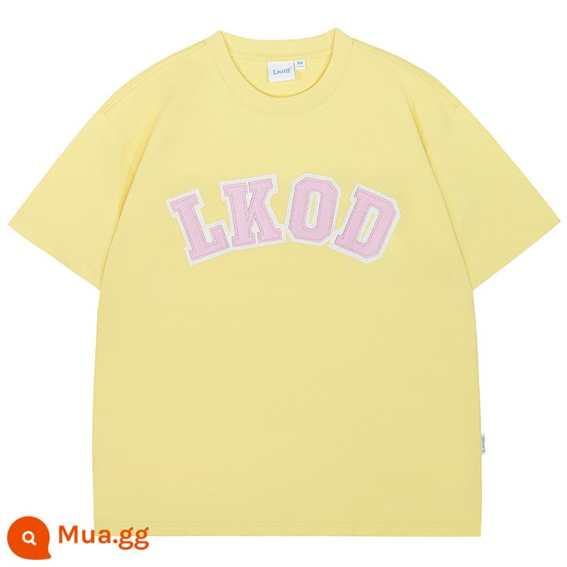 LK STORE LKOD 2023 Da Mới Nhãn Triều Thương Hiệu Cổ Tròn Quần Lót Cotton Nguyên Chất Tay Ngắn Áo Thun Mùa Hè - màu vàng