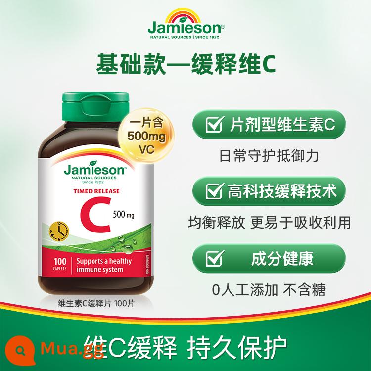 Viên nén giải phóng chậm Jamieson Jianmeisheng vitamin C 1000mg vitamin vc vitamin C tự nhiên nồng độ cao không đường - [Giải phóng kéo dài 500mg] Viên VC 100 viên