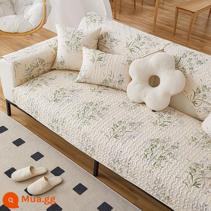 Đệm Sofa Cotton Giá Đặc Biệt Giải Phóng Mặt Bằng Bắc Âu Đơn Giản Bốn Mùa Đa Năng Vải Cotton Chống Trơn Trượt Tựa Lưng Khăn Mùa Đông Mục Vụ - thạch cỏ