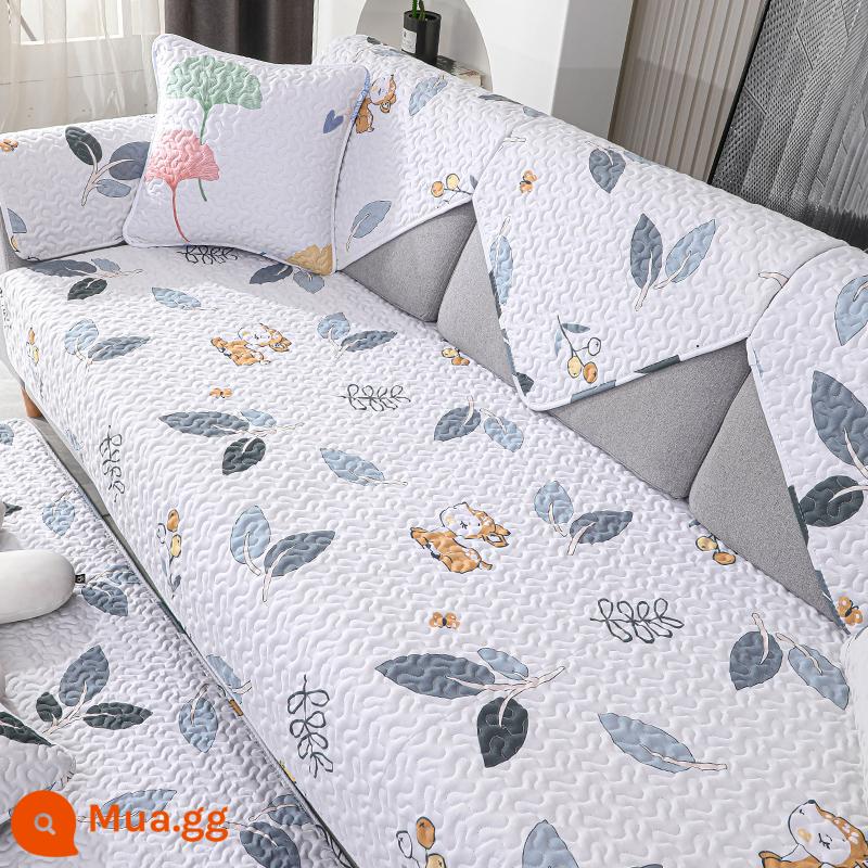 Đệm Sofa Cotton Giá Đặc Biệt Giải Phóng Mặt Bằng Bắc Âu Đơn Giản Bốn Mùa Đa Năng Vải Cotton Chống Trơn Trượt Tựa Lưng Khăn Mùa Đông Mục Vụ - Hươu hạnh phúc