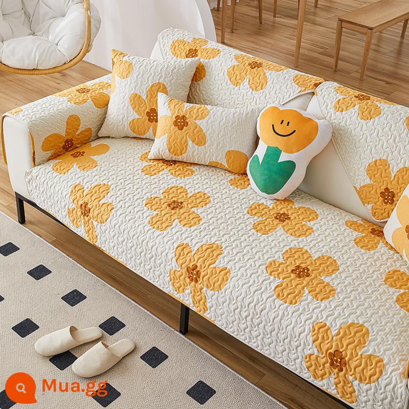 Đệm Sofa Cotton Giá Đặc Biệt Giải Phóng Mặt Bằng Bắc Âu Đơn Giản Bốn Mùa Đa Năng Vải Cotton Chống Trơn Trượt Tựa Lưng Khăn Mùa Đông Mục Vụ - có hoa