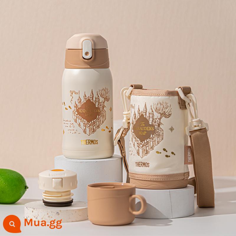 [Cửa hàng hàng đầu] Cốc cách nhiệt hai lớp Thermos trẻ em cốc ống hút cho bé cốc tập uống cốc nước dung tích lớn di động - Bản đồ Marauder của Harry (màu nâu)